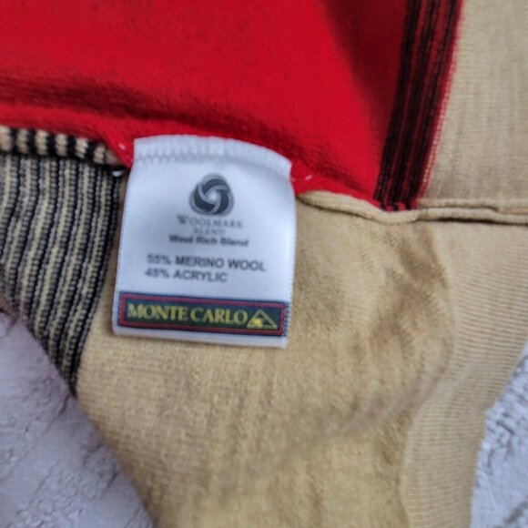 Monte Carlo Alpha Gold Sweater Women 38 Red Colorblock Merino Wool Knit Pullover - Picture 5 of 8